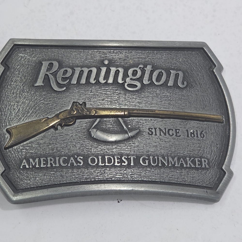 Remington Flintlock Rifle .22 Series Pewter Belt Buckle 3.25" Vintage 1976 Ltd
